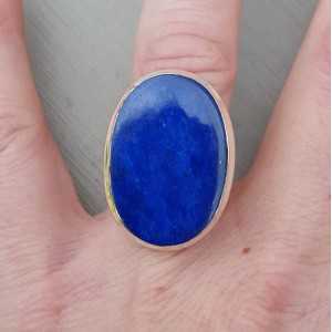 Silver ring set with oval cabochon Lapis Lazuli 16.5 mm