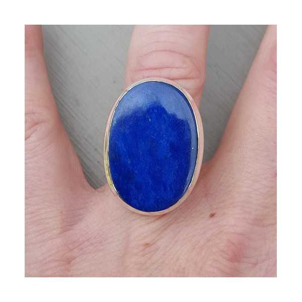 Silver ring set with oval cabochon Lapis Lazuli 16.5 mm