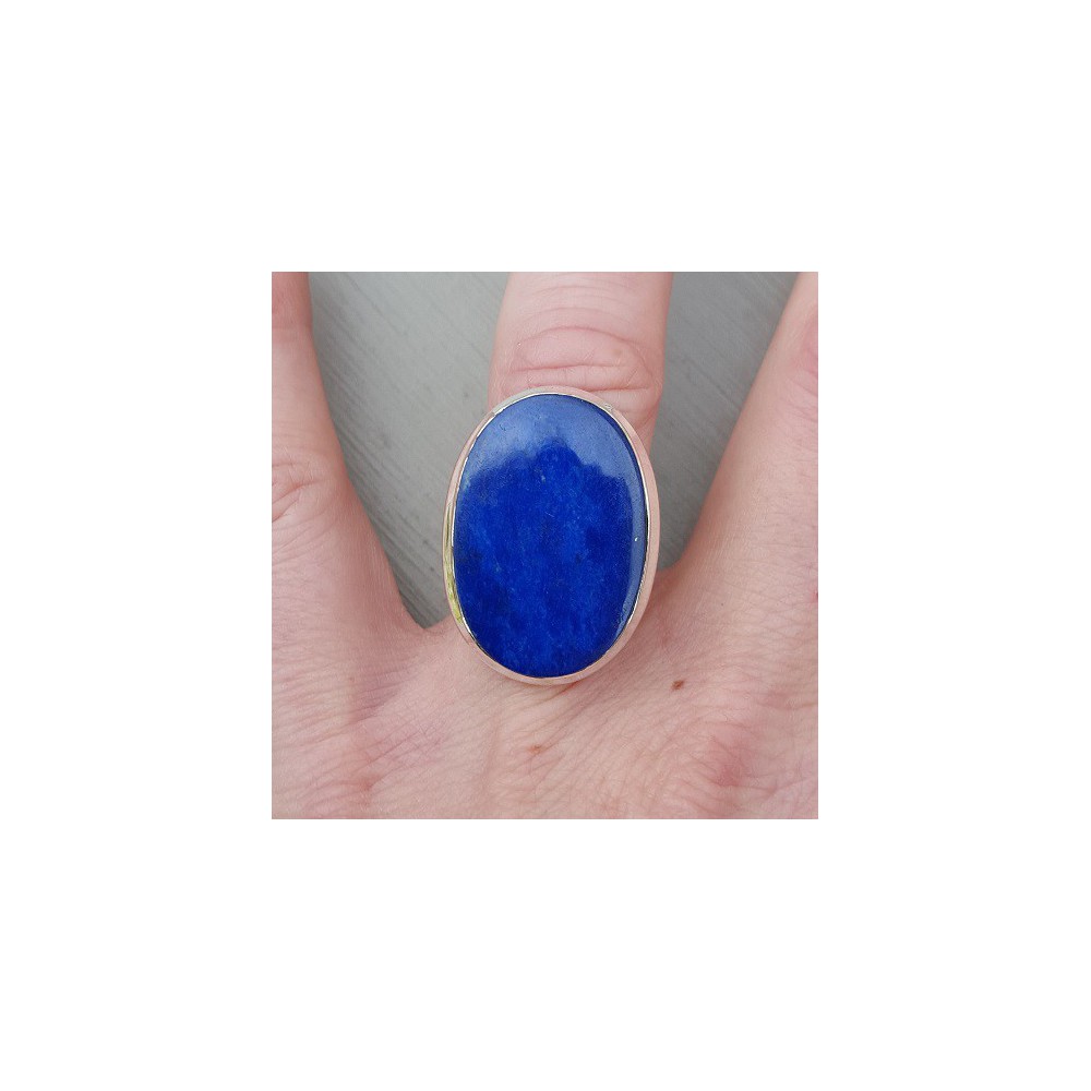 Silver ring set with oval cabochon Lapis Lazuli 16.5 mm