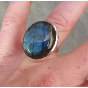 Silber ring set mit ovalen cabochon Labradorit 15,7 mm