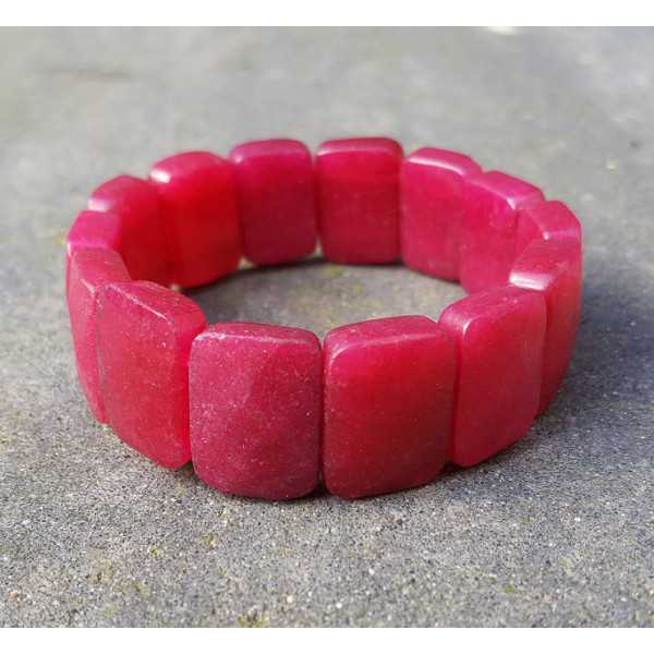 Wide red Jade strech bracelet 
