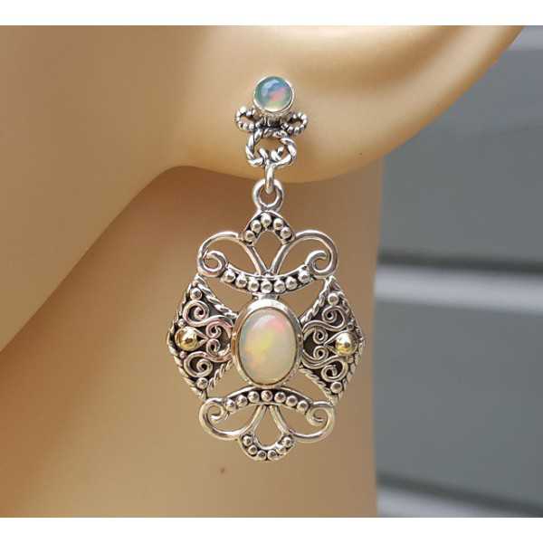 Silver earrings, Ethiopian Opals set in a carved setting
