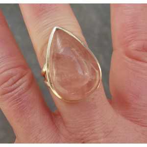 Silver ring set with oval cabochon rose quartz 19 mm