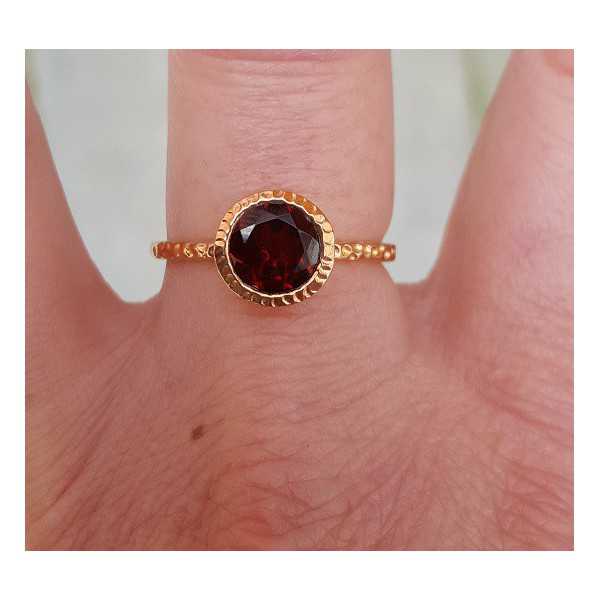 Rosé vergulde ring gezet met Granaat 18 mm