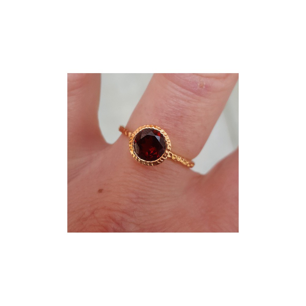 Rosé gold-plated ring set with Garnet and 18 mm