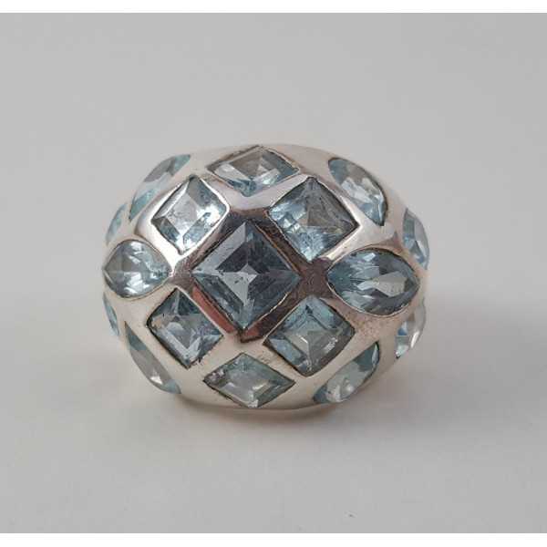 Silber ring mit blauen Topase 17.7 mm