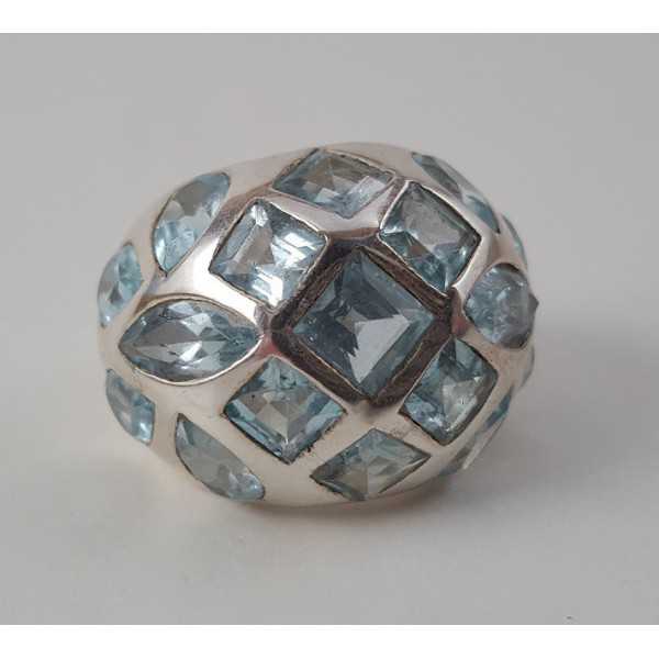 Silber ring mit blauen Topase 17.7 mm