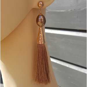 Rosé plated earrings with Majorca Pearl and Tassel