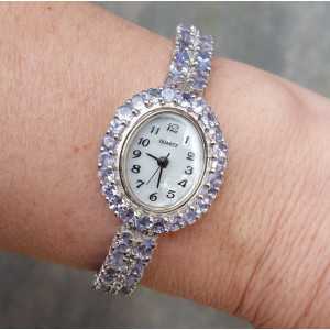 Zilveren horloge gezet met Tanzaniet