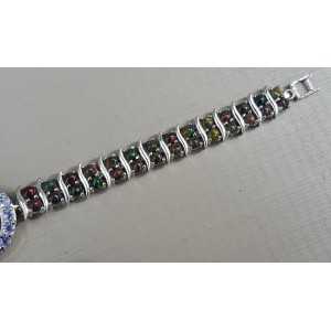 Silver watch with Tanzaniet and black Ethiopian Opals
