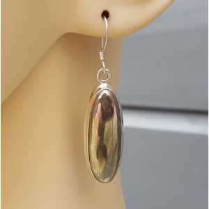 Silver earrings with oval golden Hematite