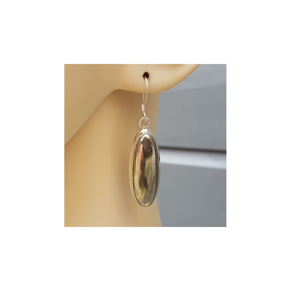 Silver earrings with oval golden Hematite