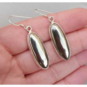 Silver earrings with oval golden Hematite