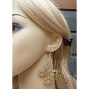 Silber-Ohrringe mit Schmetterling aus Büffelhorn