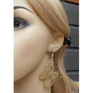 Silber-Ohrringe mit Schmetterling aus Büffelhorn