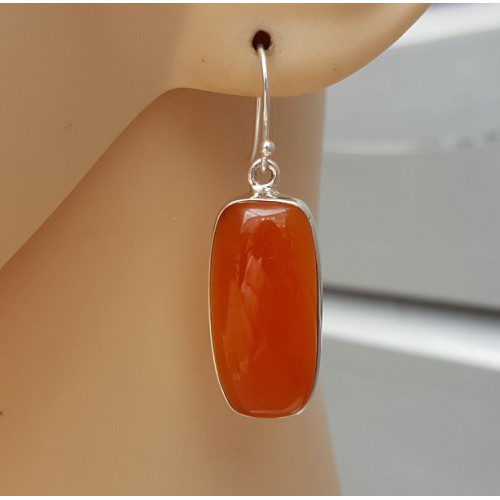 Zilveren oorbellen met rechthoekige Carneool