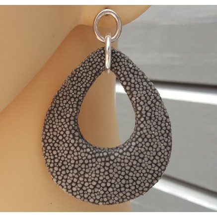 Oorbellen met druppel van grijs Roggenleer