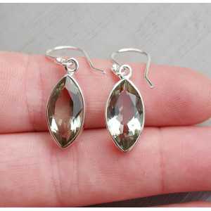 Silver earrings set with marquise green Amethyst