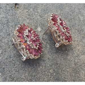 Silver earrings with marquise cut Rhodoliet Grenades