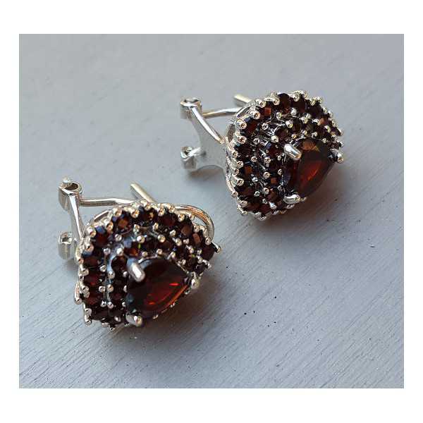 Silver earrings set with mozambique Garnets