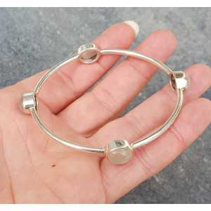 Silver bracelet / bangle set with rose quartz