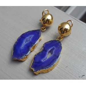 Gold plated earrings with druzy Agate
