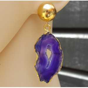 Gold plated earrings with druzy Agate