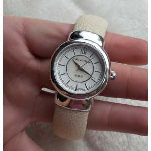 Silver watch / Armband Creme Roggenleer