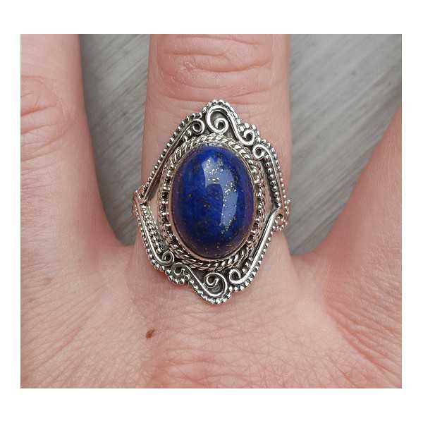Silber ring mit cabochon oval Lapis Lazuli, 19 mm
