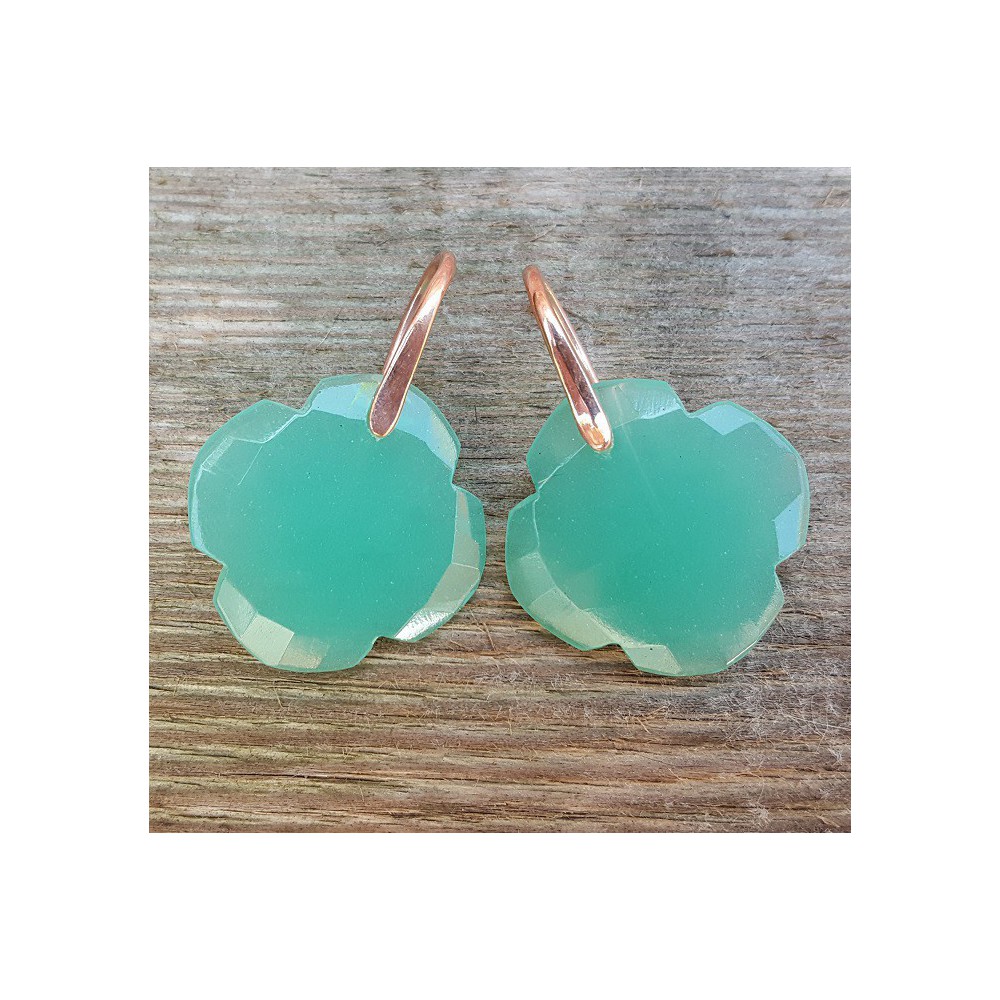 Earrings with clover aqua Chalcedony