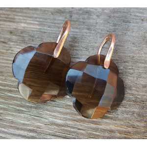 Earrings with clover of Smokey Topaz