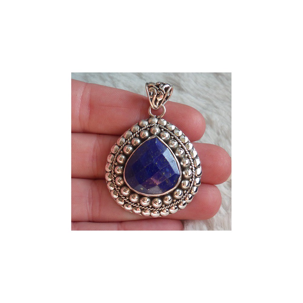 Silver pendant drop shape faceted Lapis in any setting 