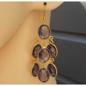 Gold plated waterfall earrings with Amethyst quartz