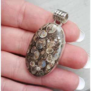 Silver pendant with oval cabochon Turitella Agate