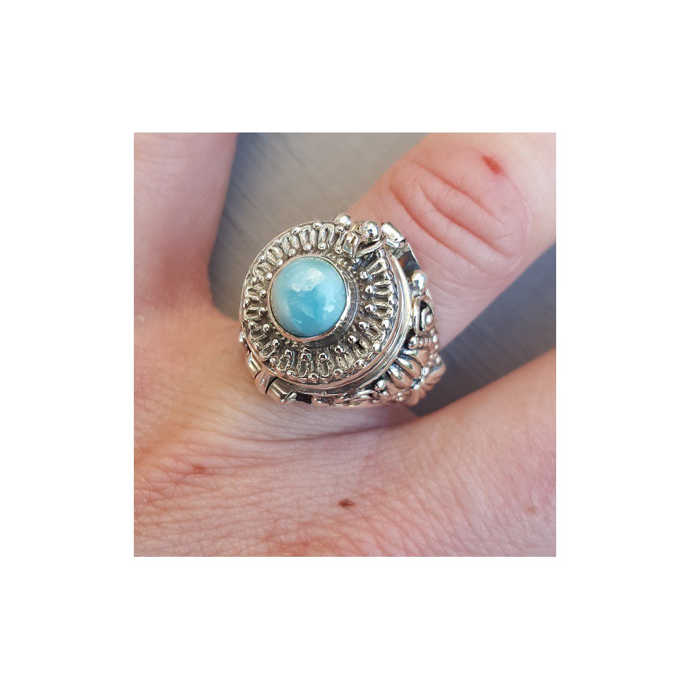 Silver gifring with Larimar ring size 17.3 mm