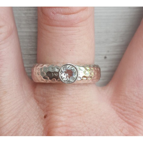 Zilveren ring gezet met ronde groene Amethist 19 mm