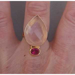 Rose gold plated ring with rose quartz and pink Tourmaline quartz 18