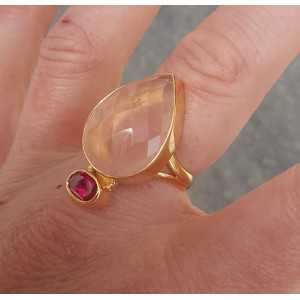 Rose gold überzogener ring mit Rosenquarz und rosa Turmalin Quarz 18
