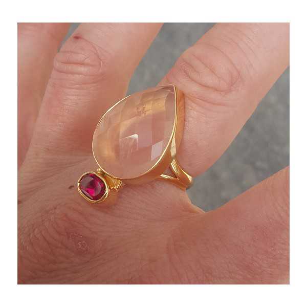 Rose gold plated ring with rose quartz and pink Tourmaline quartz 18