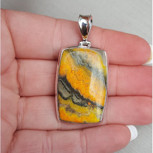 Zilveren hanger met rechthoekige Eclipse steen