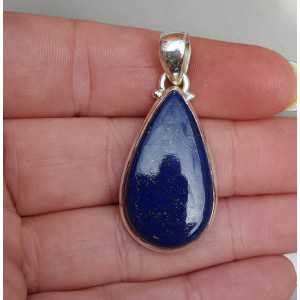 Silver pendant set with oval cabochon Lapis