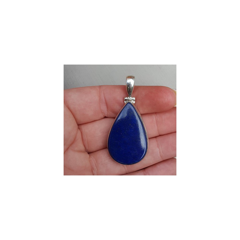 Zilveren hanger gezet met cabochon geslepen Lapis Lazuli