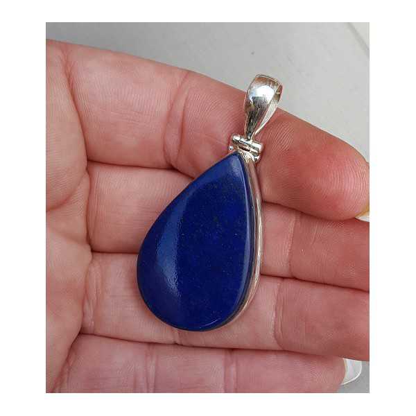 Silver pendant set with cabochon cut Lapis Lazuli