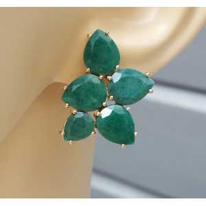 Gold plated earrings set with Emerald
