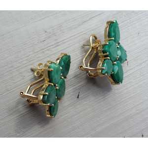 Gold plated earrings set with Emerald